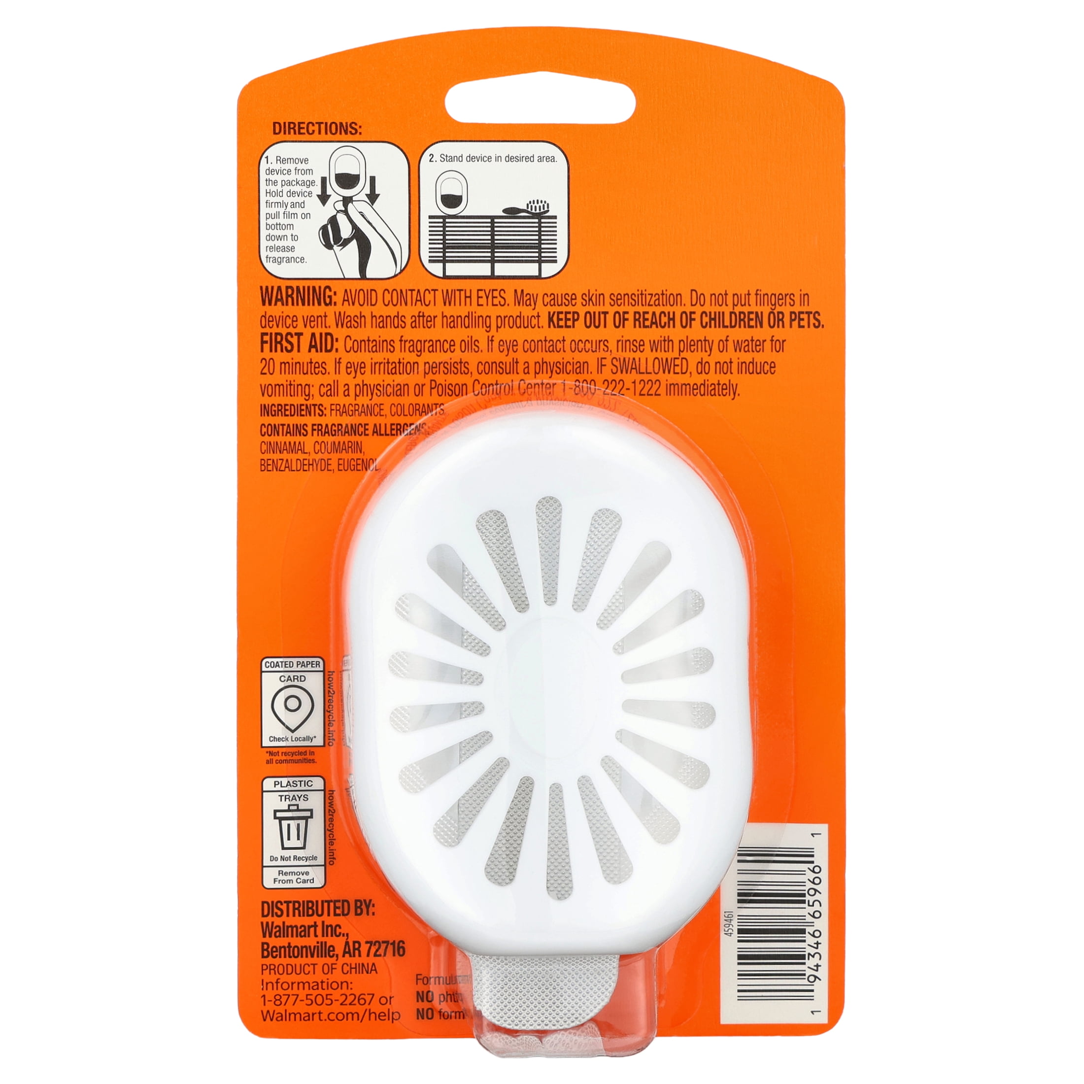 Great Value Fresh N' Small Air Freshener, Harvest Pumpkin Spice Scent, 0.25 fl oz