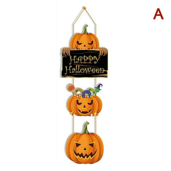 Halloween Ghost Face Pumpkin Door Hangings Witch Hat Trick Or Treat Door Sign Pendant Happy 2023 Halloween Day Decor for Home