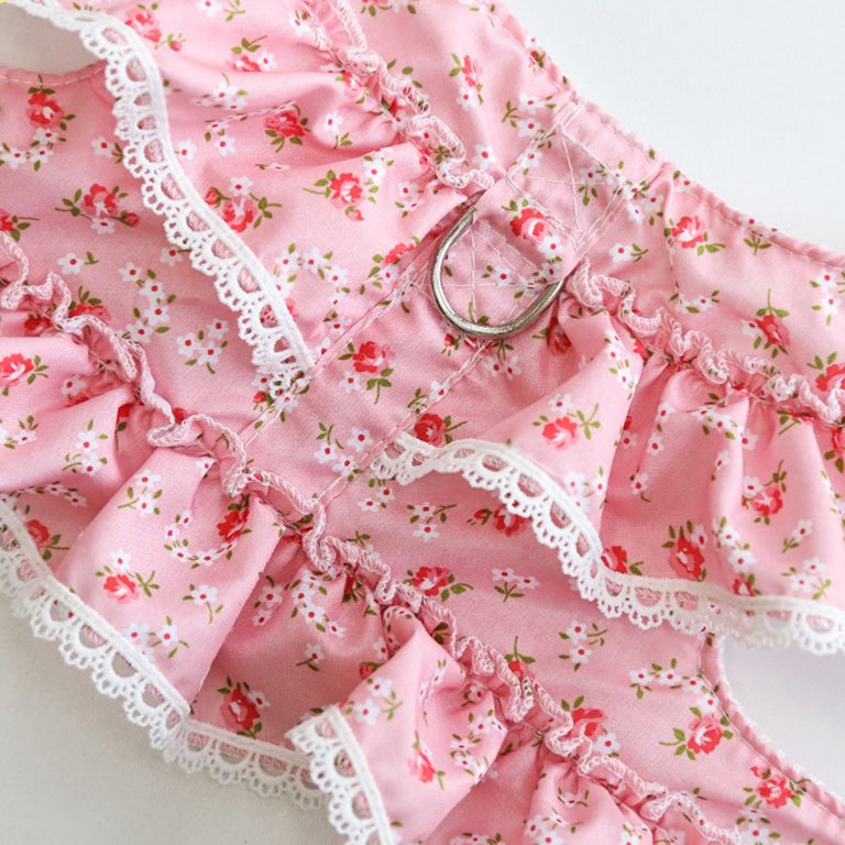 Pink Rose Harness Dress with Matching Leash