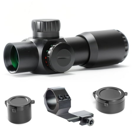 Rifle Scope 3X28, Compact Scope, for Crossbows and Rifles, with Red/Green Illuminated Reticle, Green Lens, Fast Focus Eyepiece, 30mm One-Piece Tube