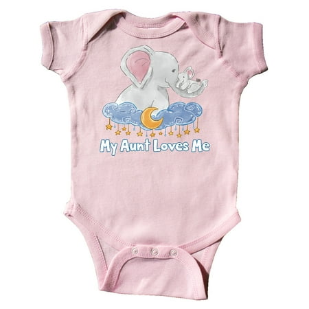 

Inktastic My Aunt Loves Me Cute Elephants Clouds Moon and Stars Gift Baby Boy or Baby Girl Bodysuit