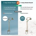 thumbnail image 3 of gotonovo Antique Brass Shower System 8 Inch Rainfall Shower Head Handheld Spray Double Cross Handle Bathroom Shower Faucet Wall Mount, 3 of 9