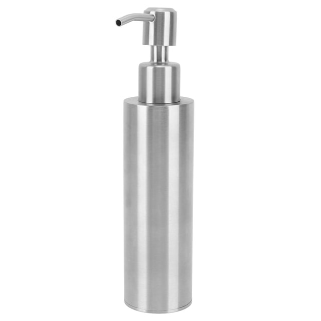 Dispensador de jabón de acero inoxidable 304, recargable y resistente a la corrosión, con bomba para encimera de cocina y baño, redondo.