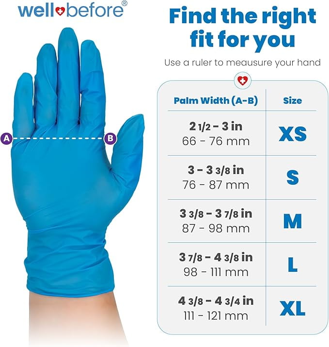 WellBefore Blue Vinyl Disposable Gloves - Medium 2000 Ct - Powder & Latex-Free Gloves