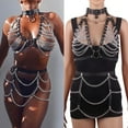 thumbnail image 2 of XmhyTop-A 1 set Punk Leather Body Chain for Rave Festival,Club Party Wear,Chest chain+waist chain,L07, 2 of 2