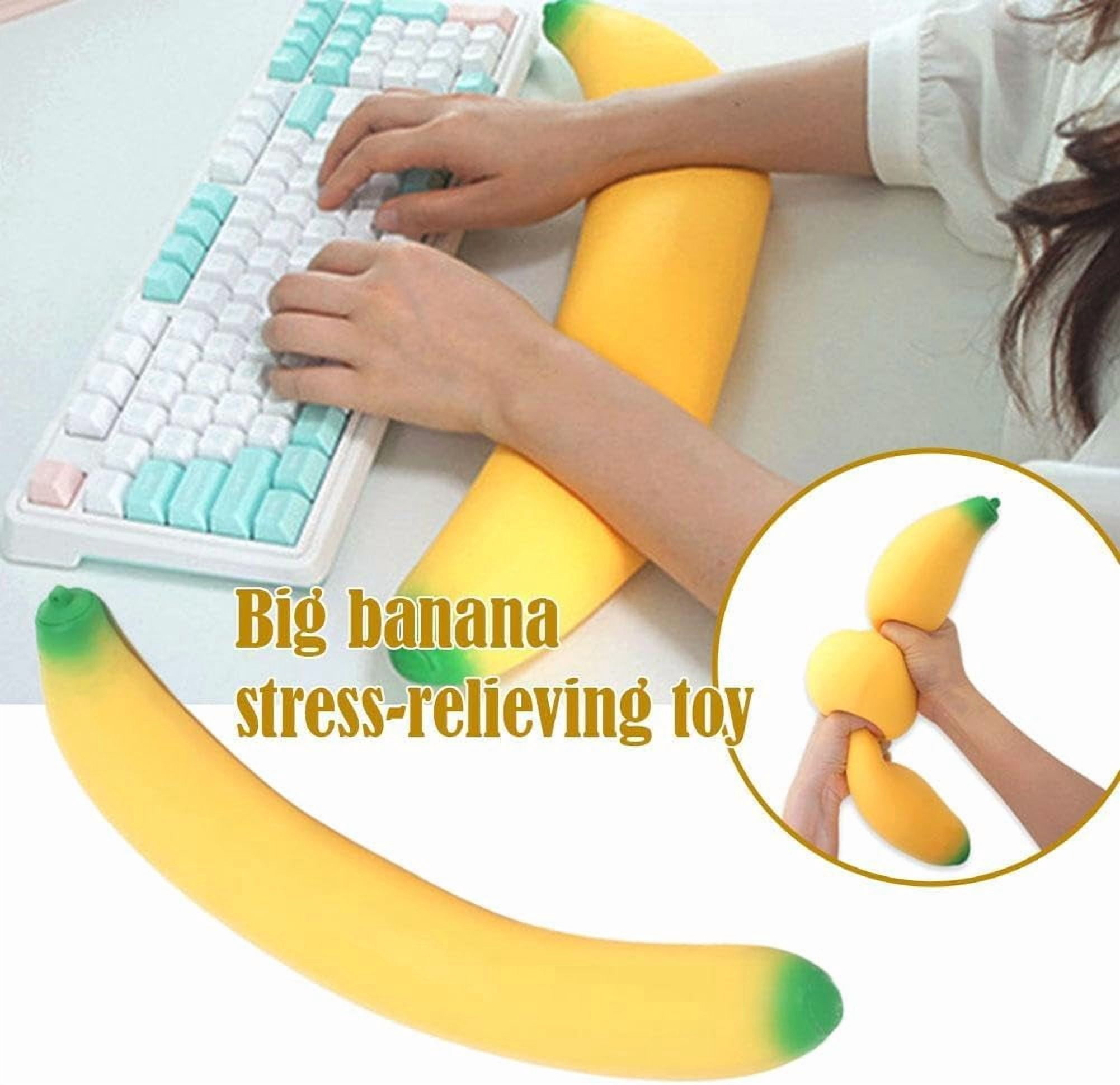 Giant Banana Stress Ball 17.7 Inch, Slow Rising Squeeze Ball for Adults, Soft Foam Desk Accessory for Anxiety Relief, Work School Travel(RL 1 PC)