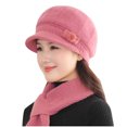 thumbnail image 4 of UTSJKR Winter Hats for Women Windproof Ear Protection Fleece Beret Hat Chunky Knitted Scarf 2 Piece Sets Outdoor Cold Weather Pink, 4 of 9