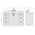 thumbnail image 3 of Ariel Kelly 55 Inch Single Oval Sink Bathroom Vanity With Pure White Quartz Countertop 1.5 Inch Edge In White, 3 of 12