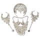 thumbnail image 1 of Conjunto de 4 joyas nupciales con horquillas, collar, pendientes y pulseras, elegante conjunto de aleación para el vientre. Pendientes de gancho, 1 of 7