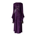thumbnail image 1 of Vestido de fiesta de la Edad Media con mangas acampanadas y cuello redondo de terciopelo dorado para mujer Fridja nbo2789, 1 of 4