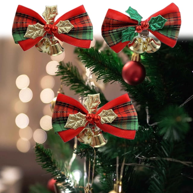 Xihbxyly Colgante de Lazo Navideño, Decoración Verde y Dorada, Accesorio Diy Versátil, Adorno para El Cabello o para Regalar, Glamour Festivo, Idea de Regalo Pensativa, Tamaño 3,8 X 6 X 1 Cm