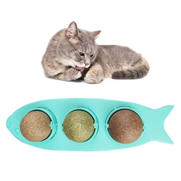 Catnip Wall Balls Toys Fish Shape for Cats Wall Teeth Cleaning Cat Toy Indoor Catnip Ball Toys Teeth Cleaning Chew Catnip Balls