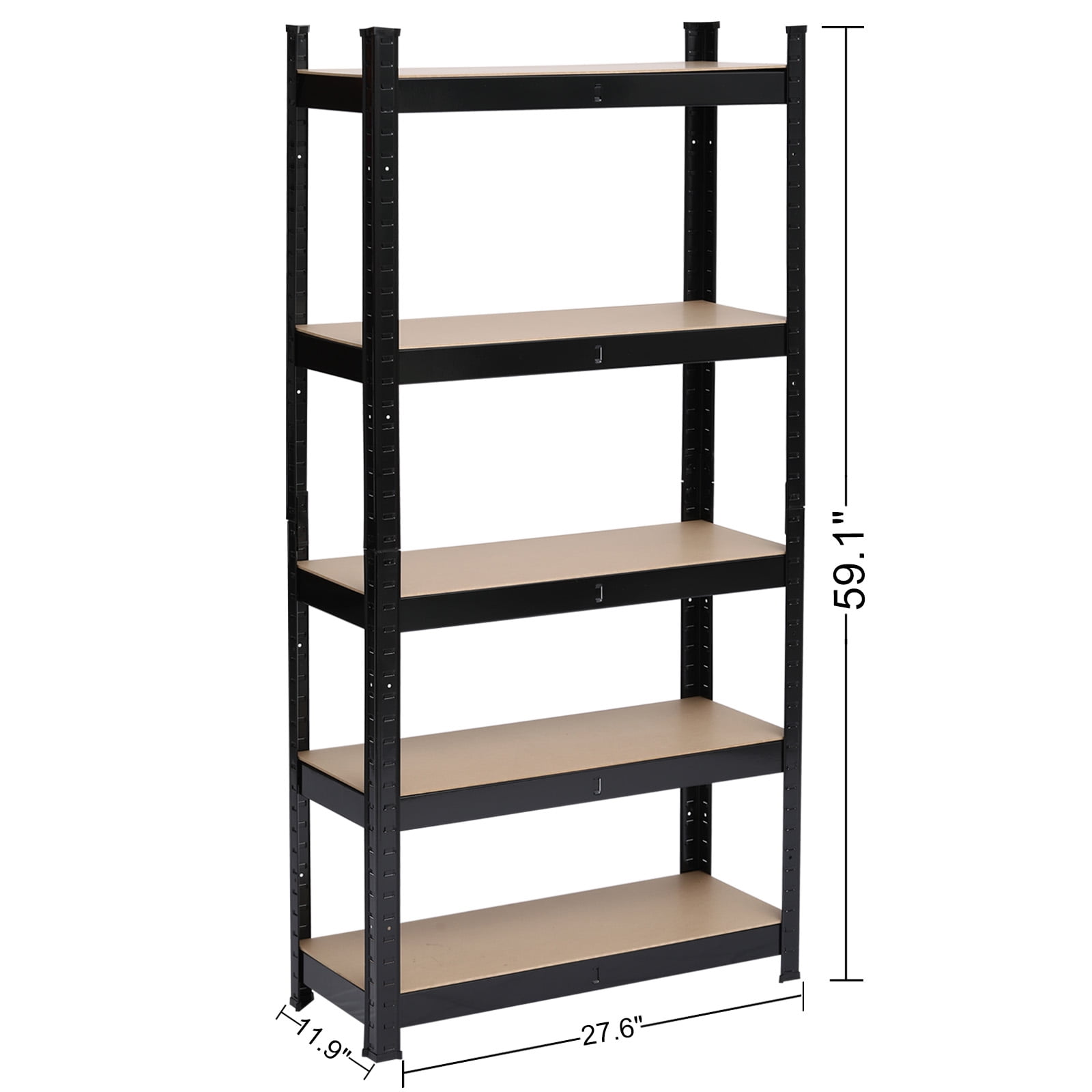 1650LBS Storage Shelves 5 Tier Garage Shelving Heavy Duty 59.06" H x 27.56" W x 11.81" D Adjustable Metal Shelving Unit for Garage Shelves Utility Rack Shelf for Basement Pantry Closet Shelves,Black