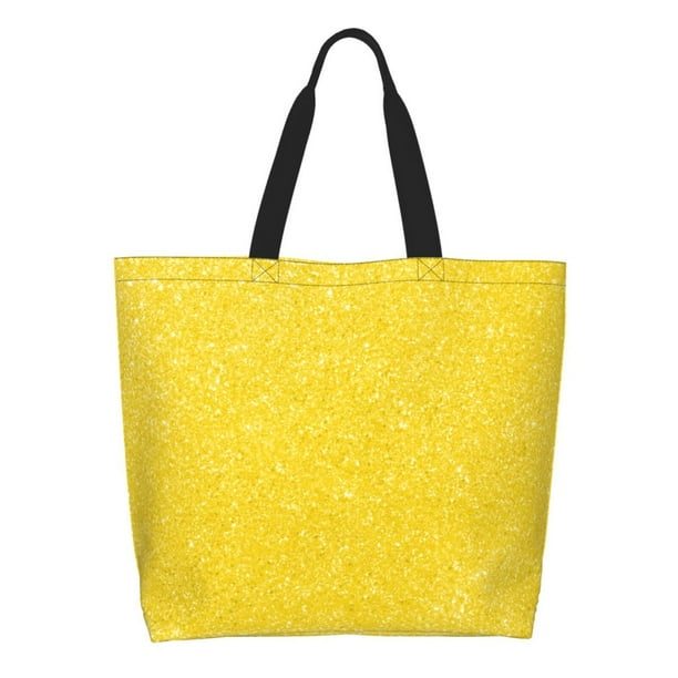 Easygdp Yellow Glitter Bolsas Tote para Mujer, Bolsos de Hombro para Viaje, Bolsos de Mano de Gran Capacidad para Compras y Trabajo