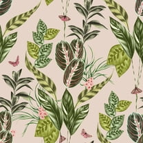 ohpopsi Spirit Light Pink Tropical Foliage Wallpaper, 19.7-in by 33-ft, 54.18 sq. ft.