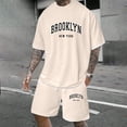 thumbnail image 2 of Afdoent Mens Two Piece Outfits Men's For Casual Stylish Two Piece Set With Letter Printed Summer Fashion Versatile Design For Comfortable And Stretchy Suit Set Beach Clothes Fashion, 2 of 5