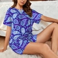 thumbnail image 6 of Womens Pajama Sets With Pocket, Purple Blue Paisley Lounge Sets Short Sleeve Sleepwear PJ Sets for Women, 6 of 6