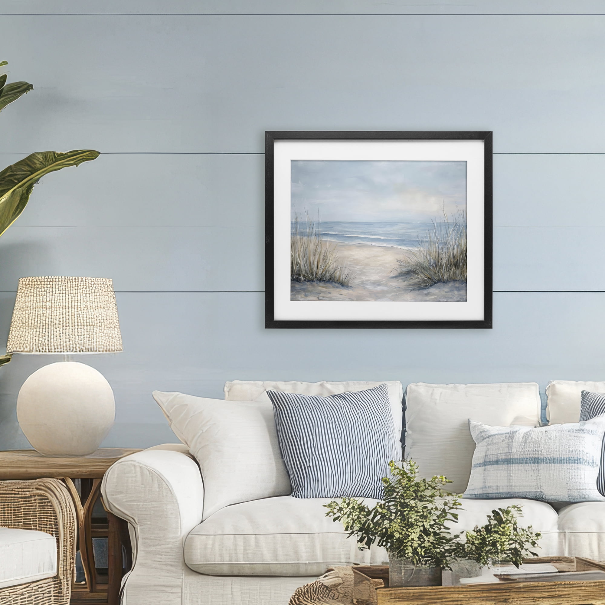 Stupell Industries To The Beach Tranquil Landscape Black Framed Print Under Glass, design by Petal Prints Design