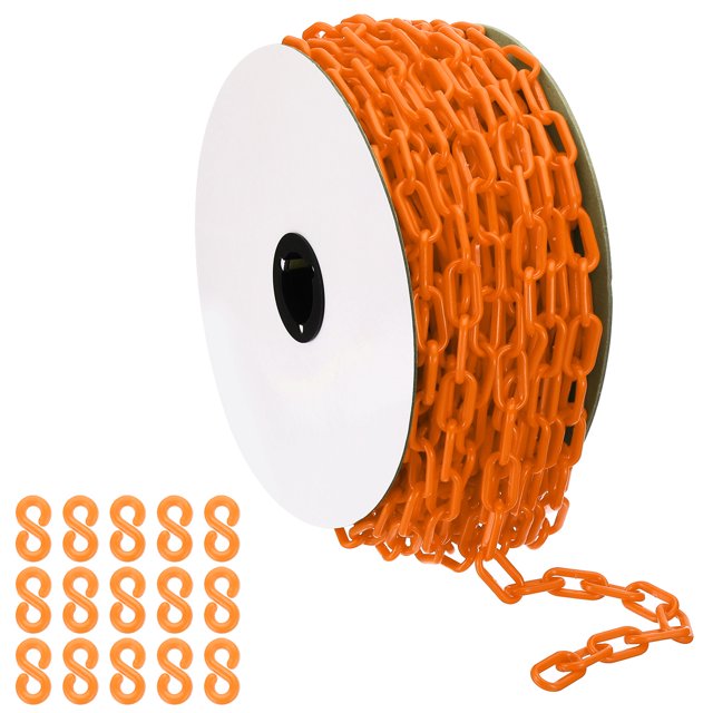 Uxcell Orange Plastic Chain, 115 ft 6mm Safety Barrier Chain for Crowd Control