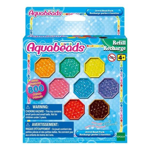 Aquabeads Jewel Bead Pack, Kit de recharge de perles Arts & Crafts pour enfants - plus de 800 perles de bijou en 8 couleurs