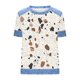 thumbnail image 3 of Tops de Manga Corta para las Mujeres Encaje Suelto Cuello Redondo Casual Color Sólido Blusa Camiseta Tops Sueltos, 3 of 5