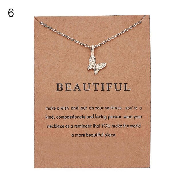 Colgante Farfi de aleación para mujer con forma de ala en forma de mini tarjeta, cadena de clavícula, regalo pequeño, 6