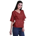 thumbnail image 2 of Moomaya Printed Wrap Over with Belt Style Top For Women Printed V-Neck Casual/Formal Top, 2 of 6