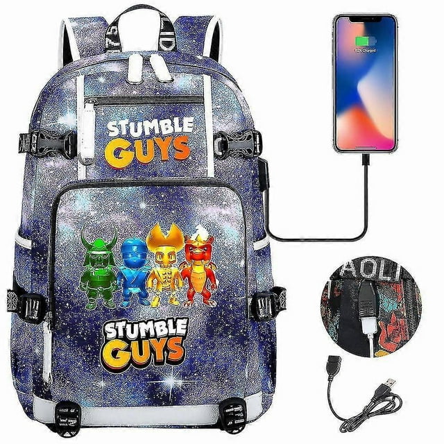 Stumble Guys Large Backpack - Waterproof School Bags For Travel & Business - Laptop Backpack With Usb Charging Port