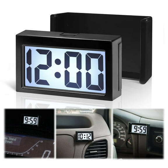 Betus Car Digital Clock with Backlight – Stick-On or Clip-On Clock for Dashboard & Air Vent