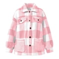 thumbnail image 5 of Liuinsasek Womens Casual Jacket Turned-Down Collar Long-Sleeve Fleece Checkered Button-Up Warm Coat with Pockets for Daily Fall Winter Wear, 5 of 10