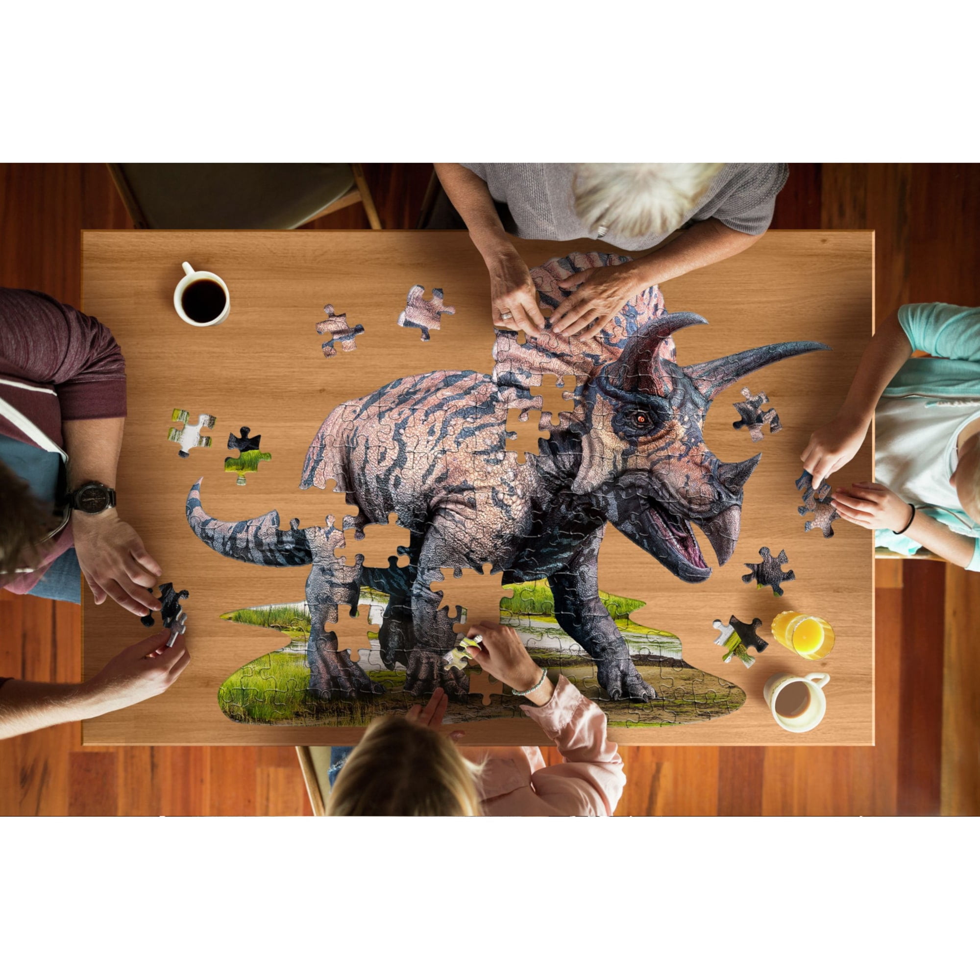 Madd Capp TRICERATOPS 100 Piece Jigsaw Puzzle For Ages 6+ - 4015 - Unique Animal-Shaped Border, Poster Size when completed, Oversized Puzzle Pieces For Easy Handling, Includes Educational Fun Facts