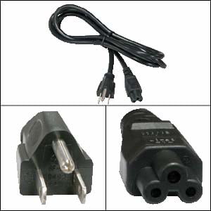 ACCL 6Ft 3-Prong Notebook Power Cord Black, SJT 18/3, 1 Pack