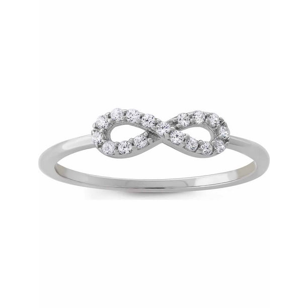 Forever New CZ Rhodium over Sterling Silver Infinity Stack Ring ...