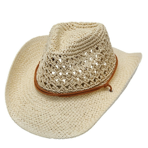 Clearance! Fdelink Sun Hat Sun UV Protection Hat Adult Unisex Summer Fashion Sunscreen Straw Cap Beach Casual Cowboy Hat Beige