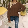 thumbnail image 2 of Timegard Sweaters for Women Scoop Neck Long Sleeve Knit Hollow out Pullover Vacation Travel Loose Tops, 2 of 3