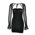 thumbnail image 4 of Vestido Mini vestido ajustado Vestido de manga larga para mujer Vestido de noche ajustado Kuymtek Negro T S para Mujer, 4 of 8