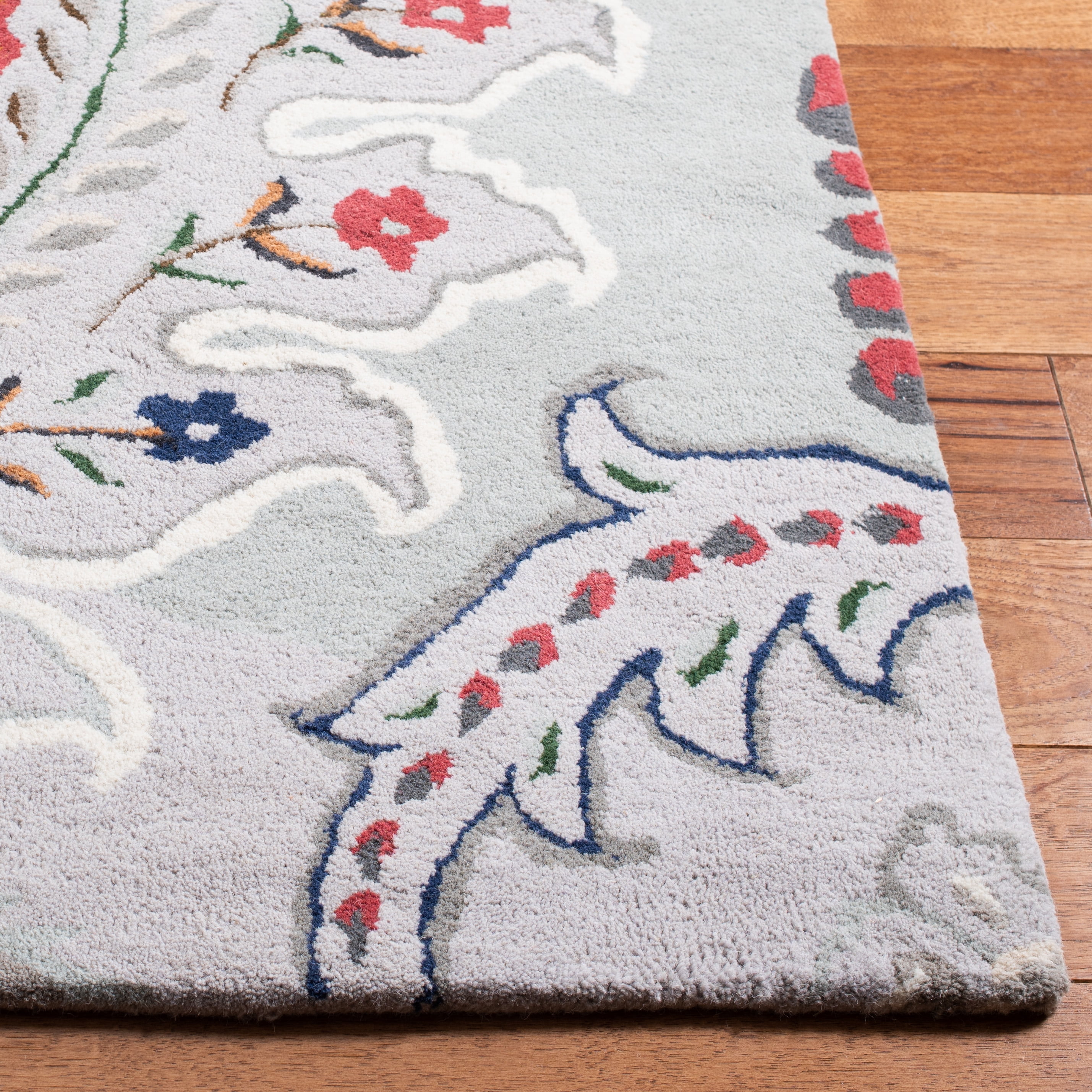 SAFAVIEH Bella Meriel Floral Paisley Wool Area Rug, Grey/Red, 4' x 6'