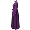 thumbnail image 6 of Afinprain Women's Clergy Dress Long Sleeve A-Line Maxi Dress with Belt and Tab Collar, 6 of 8