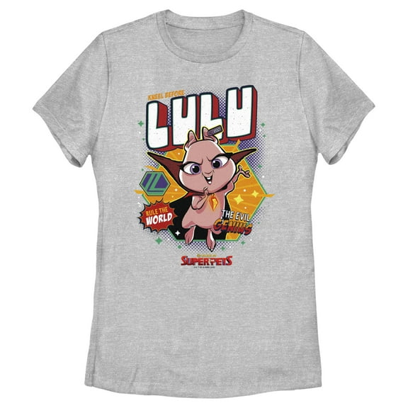 Women's DC League of Super-Pets Rule the World Lulu Badge Graphic Tee Athletic Heather 2X Large