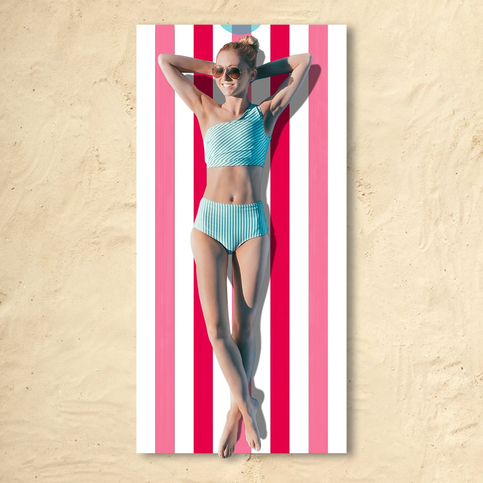 Large Oversized Beach Towel - Big Cotton 35 x 70 Inch Striped Pool Towel, Large Cabana Soft Swimming Towel for Adult Men Women,Chiffon (Pink)