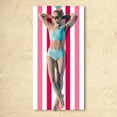 thumbnail image 2 of CHENMEI Cotton Oversized Beach Towel Large 70 X 35 Inch Pool Towel Rose Red Striped Swimming Cabana Towel Water Absorbent Quick Drying Towel Swimming Towel, 2 of 9