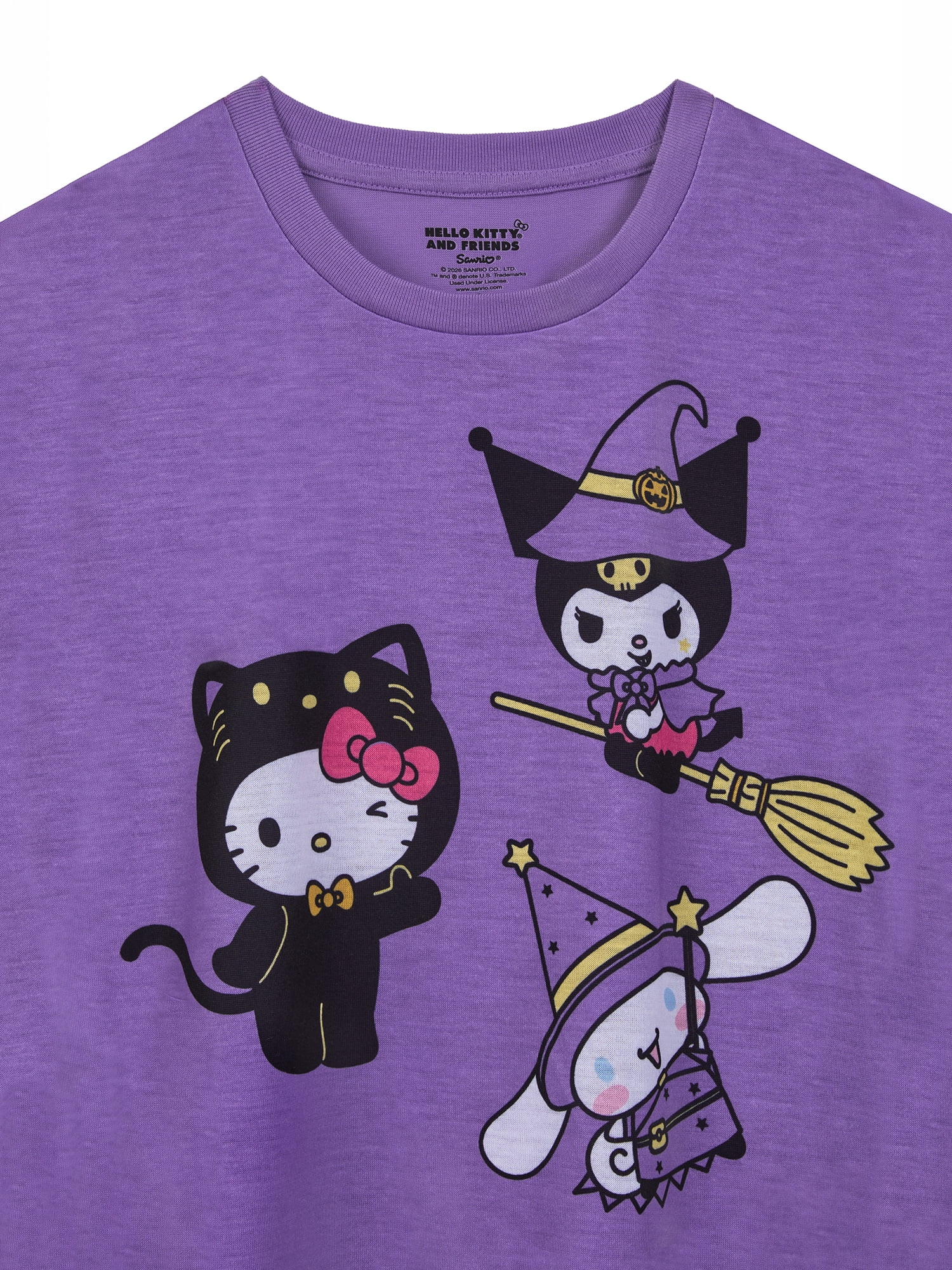 Hello Kitty Girls Halloween Short Sleeve Sleep Top and Shorts Pajama Set, 2-Piece, Sizes 4-12