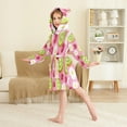 thumbnail image 4 of FORMRS Niños Bathrobe Unisex Hooded Robe Soft Plush Pajamas Sleepwear, Size 7-9T, Floral Raspberries, 4 of 7