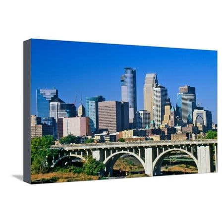 Morning view of Minneapolis, MN skyline Stretched Canvas Print Wall (Best View Of Minneapolis Skyline)