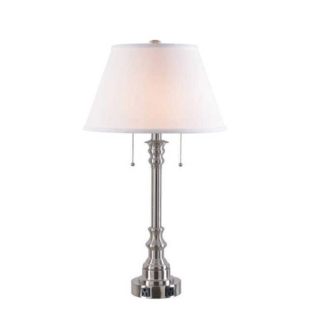 Kenroy Home 30437BS-OOR Spyglass Double Outlet Table, Brushed Steel