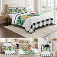 thumbnail image 6 of Quilts Twin Size Bedding Set, Black Plaid Summer Botanical Lightweight Quilted Comforter, Tropical Monstera Spring Floral Soft Bedspread Coverlet with Pillow Covers for All Season, 68" x 86", 6 of 9