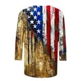 thumbnail image 5 of Womens Independence Day T Shirts Vintage Printed Tees The Statue of Liberty Graphic T-Shirts Scooped Neck 3/4 Sleeve Tops Causal Retro American Flag Tunic Blouses Workout Going Out Clothes, 5 of 5