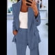 thumbnail image 3 of Conjuntos de 2 Piezas para Mujer, Grandes, Estilo Informal de Negocios, Larga, Solapa, Pantalón Recto, Trajes. Azul XXL, 3 of 5