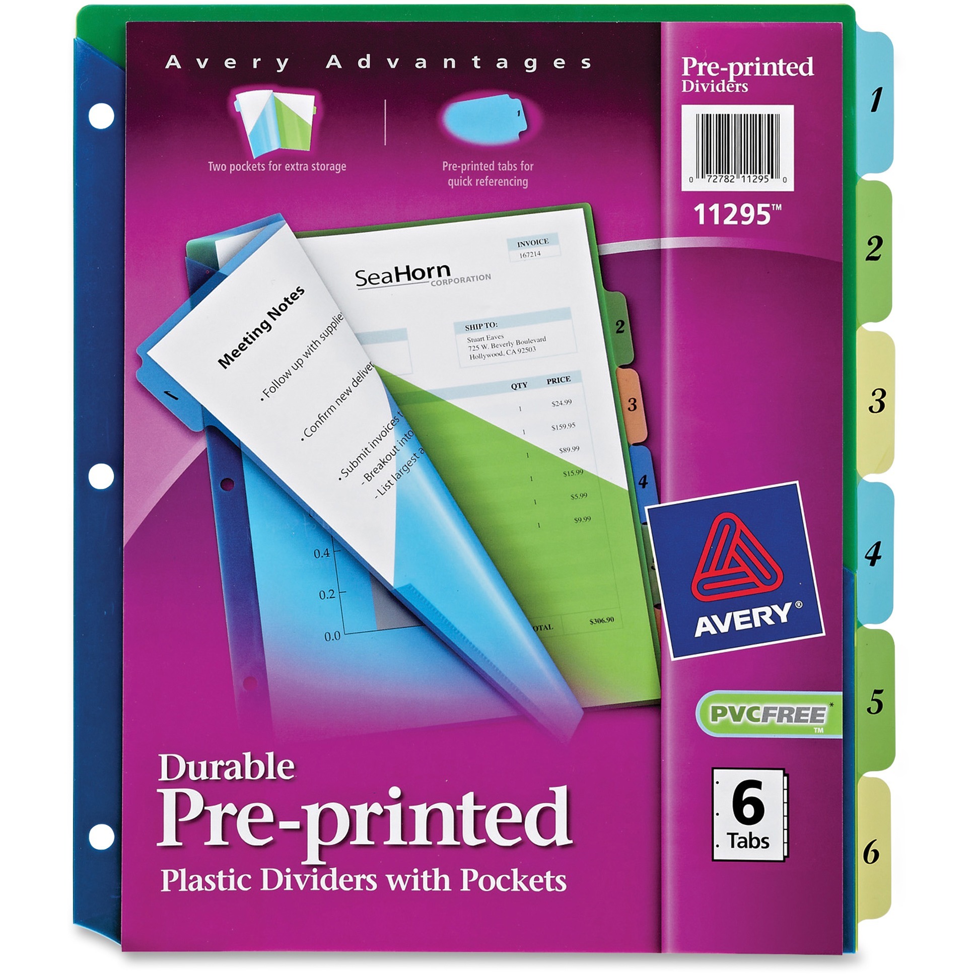 Plastic Preprinted Tab Dividers with Pockets