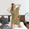 thumbnail image 5 of Haiem Cow Print Sunflower Pattern Pajama Set for Women 2 Piece Lounge Set Short Sleeve Tops and Shorts Soft Sleepwear-Medium, 5 of 7